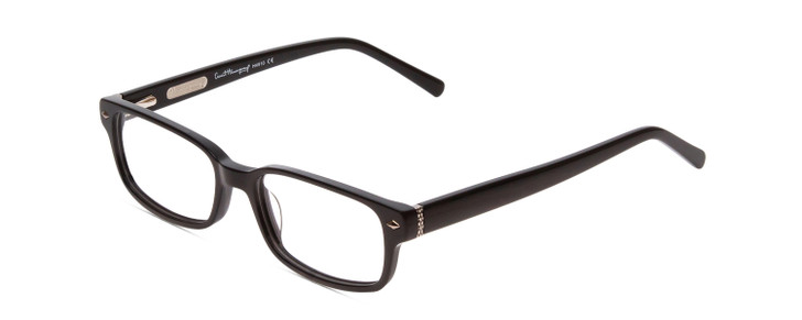 Profile View of Ernest Hemingway H4910 Designer Single Vision Prescription Rx Eyeglasses in Gloss Black/Silver Accents Unisex Rectangle Full Rim Acetate 51 mm