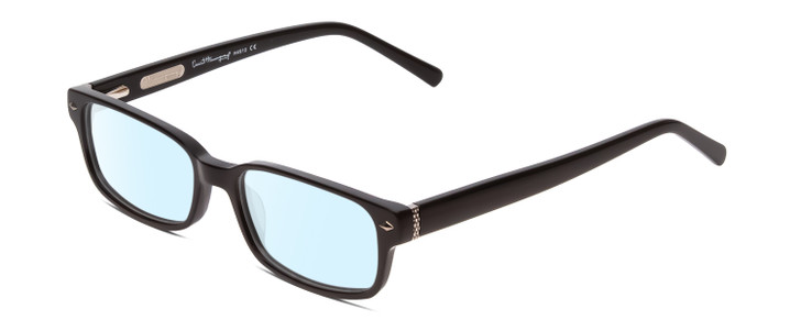 Profile View of Ernest Hemingway H4910 Designer Blue Light Blocking Eyeglasses in Gloss Black/Silver Accents Unisex Rectangle Full Rim Acetate 51 mm