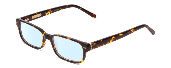 Profile View of Ernest Hemingway H4910 Designer Blue Light Blocking Eyeglasses in Gloss Amber Brown Tortoise Havana/Gold Accents Unisex Rectangle Full Rim Acetate 51 mm