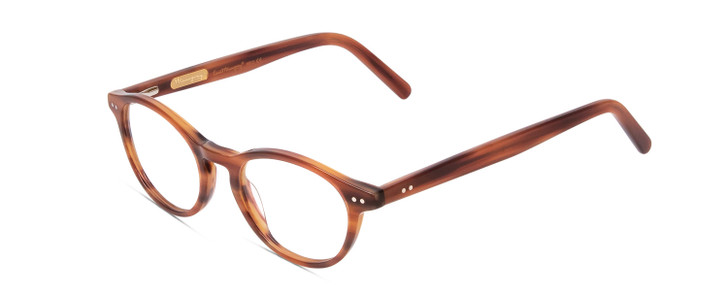 Profile View of Ernest Hemingway H4912 Designer Reading Eye Glasses with Custom Cut Powered Lenses in Blonde Amber Brown Marbled Lines/Silver Accents Unisex Round Full Rim Acetate 47 mm