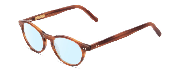 Profile View of Ernest Hemingway H4912 Designer Blue Light Blocking Eyeglasses in Blonde Amber Brown Marbled Lines/Silver Accents Unisex Round Full Rim Acetate 47 mm