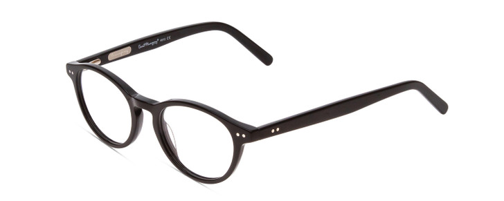 Profile View of Ernest Hemingway H4912 Designer Bi-Focal Prescription Rx Eyeglasses in Gloss Black/Silver Accents Unisex Round Full Rim Acetate 47 mm