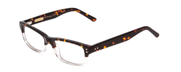 Profile View of Ernest Hemingway H4913 Designer Reading Eye Glasses with Custom Cut Powered Lenses in Gloss Amber Brown Tortoise Havana Clear Crystal 2 Tone/Silver Studs Unisex Rectangle Full Rim Acetate 50 mm