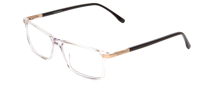 Profile View of Big and Tall 23 Unisex Rectangle Full Rim Reading Glasses in Crystal Clear 60 mm