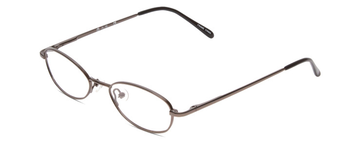 Profile View of Flex Collection 76 Women Oval Designer Reading Glasses Shiny Black Gunmetal 46mm