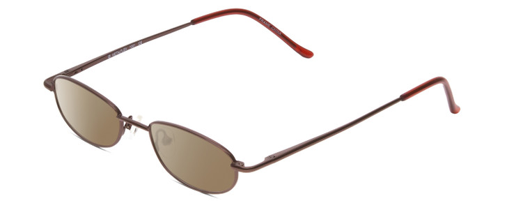 Profile View of Metal Flex KIDS 1001 Designer Polarized Sunglasses with Custom Cut Amber Brown Lenses in Shiny Dark Brown Ladies Oval Full Rim Metal 43 mm