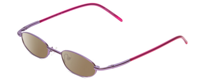 Profile View of Metal Flex KIDS 1003 Designer Polarized Sunglasses with Custom Cut Amber Brown Lenses in Shiny Metallic Purple/Fuchia  Ladies Oval Full Rim Metal 42 mm