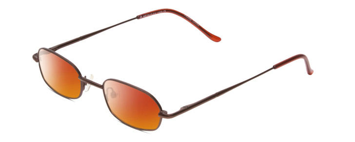 Profile View of Metal Flex KIDS 1005 Designer Polarized Sunglasses with Custom Cut Red Mirror Lenses in Shiny Auburn Brown Ladies Oval Full Rim Metal 44 mm
