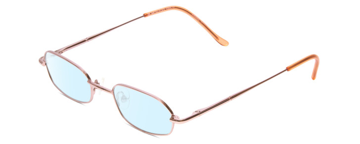 Profile View of Metal Flex KIDS 1005 Designer Blue Light Blocking Eyeglasses in Shiny Light Pink Ladies Oval Full Rim Metal 44 mm