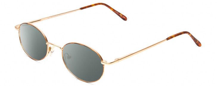 Profile View of Metal Flex KIDS M Designer Polarized Sunglasses with Custom Cut Smoke Grey Lenses in Gold/Demi Tortoise Havana Amber Ladies Oval Full Rim Metal 50 mm