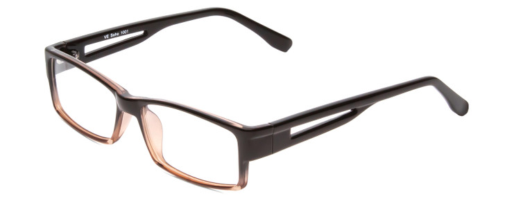 Profile View of Soho 1001 Designer Single Vision Prescription Rx Eyeglasses in Shiny Black/Grey Crystal Ladies Rectangle Full Rim Acetate 55 mm