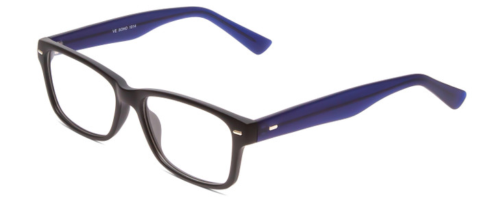 Profile View of Soho 1014 Designer Progressive Lens Prescription Rx Eyeglasses in Matte Black & Navy Blue Unisex Classic Full Rim Acetate 53 mm