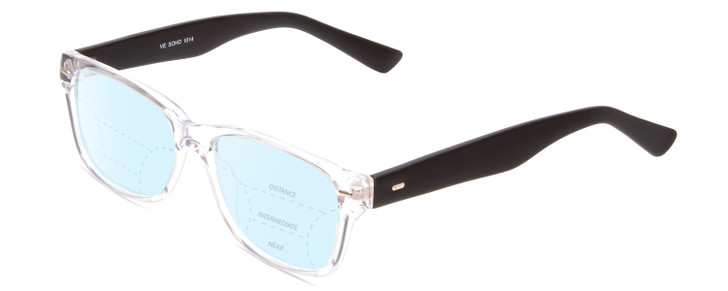 Profile View of Soho 1014 Designer Progressive Lens Blue Light Blocking Eyeglasses in Clear Crystal & Matte Black Unisex Classic Full Rim Acetate 53 mm