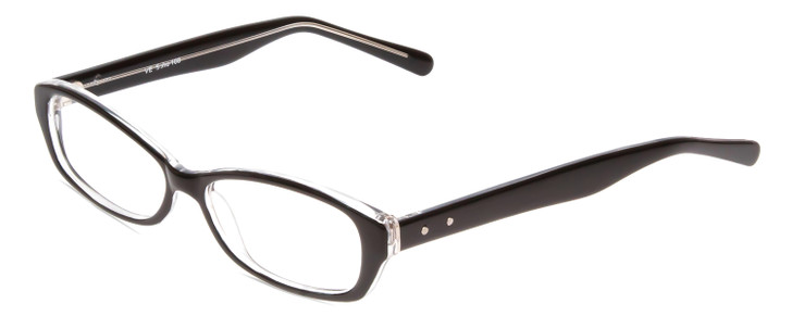 Profile View of Soho 108 Ladies Oval Full Rim Designer Reading Glasses Black/Clear Crystal 52 mm