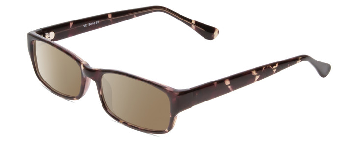 Profile View of Soho 85 Designer Polarized Sunglasses with Custom Cut Amber Brown Lenses in Demi Tortoise Black Grey Crystal Unisex Rectangle Full Rim Acetate 56 mm