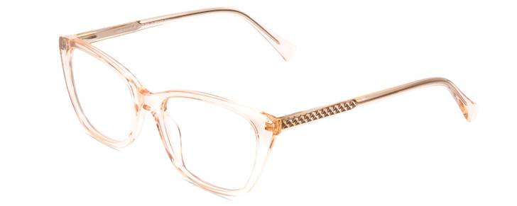 Profile View of Vivid 886 Designer Bi-Focal Prescription Rx Eyeglasses in Shiny Crystal Light Brown Ladies Cateye Full Rim Acetate 53 mm