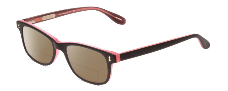 Profile View of Ernest Hemingway H4617 Designer Polarized Reading Sunglasses with Custom Cut Powered Amber Brown Lenses in Matte Black Pink Unisex Cateye Full Rim Acetate 56 mm