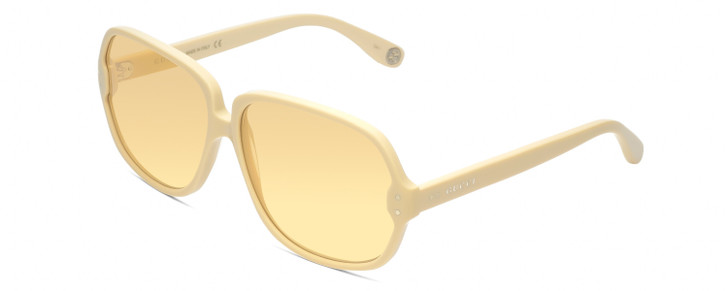 Profile View of GUCCI GG0778S 007 Womens Oversized Sunglasses in Ivory Beige & Amber Yellow 63mm