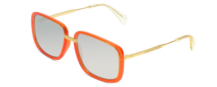 Profile View of GUCCI GG0787S 003 Unisex Square Sunglass Orange Crystal/Gold/Silver Mirror 61 mm