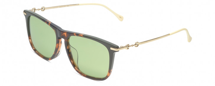 Profile View of GUCCI GG0915SA 003 Women Sunglasses in Tortoise Havana/Gold/Off-White/Green 56mm