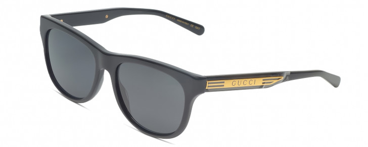 Profile View of GUCCI GG0980S 001 Unisex Cateye Full Rim Designer Sunglass Black/Gold/Grey 55 mm