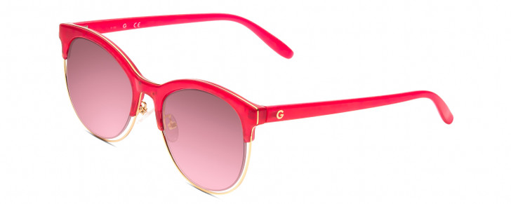 Profile View of Guess GG1159 Women Round Sunglasses Gold Crystal Fuchsia Pink/Grey Gradient 53mm