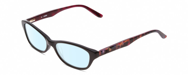 Profile View of Guess GU2417 Designer Progressive Lens Blue Light Blocking Eyeglasses in Black Multi-Color Marble Ladies Cateye Full Rim Acetate 52 mm