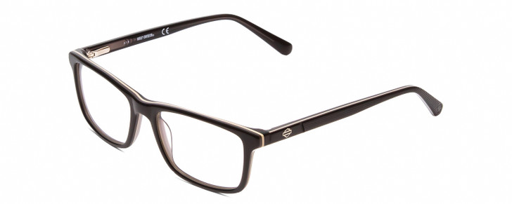 Profile View of Harley Davidson HD0133T Designer Reading Eye Glasses with Custom Cut Powered Lenses in Black White Smoke Triple Layer Unisex Square Full Rim Acetate 47 mm