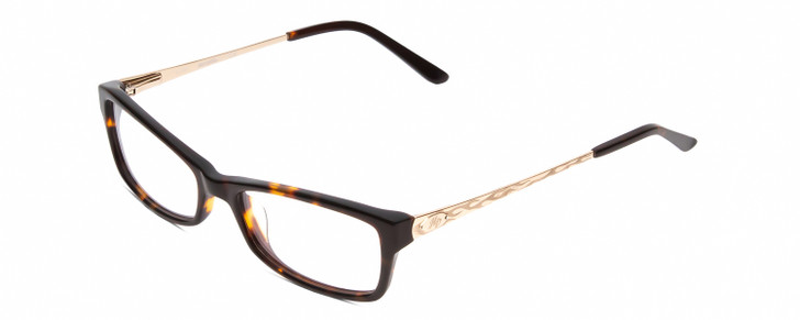 Profile View of Harley Davidson HD0509 Designer Single Vision Prescription Rx Eyeglasses in Tortoise Havana Gold Brown Flames Ladies Cateye Full Rim Acetate 52 mm