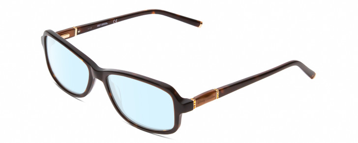 Profile View of Harley Davidson HD0537 Designer Progressive Lens Blue Light Blocking Eyeglasses in Tortoise Havana Brown Rose Gold Ladies Oval Full Rim Acetate 54 mm