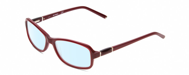 Profile View of Harley Davidson HD0537 Designer Blue Light Blocking Eyeglasses in Burgundy Red Ladies Oval Full Rim Acetate 54 mm