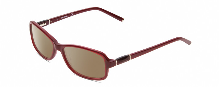 Profile View of Harley Davidson HD0537 Designer Polarized Sunglasses with Custom Cut Amber Brown Lenses in Burgundy Red Ladies Oval Full Rim Acetate 54 mm