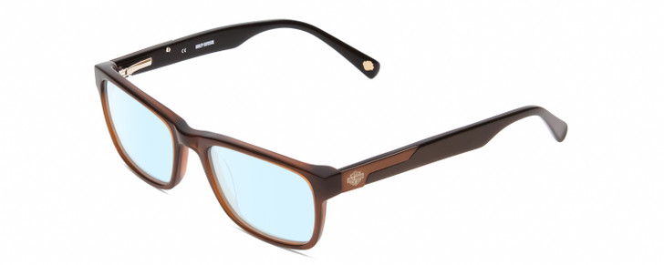 Profile View of Harley Davidson HDT119 Designer Progressive Lens Blue Light Blocking Eyeglasses in Caramel Brown Unisex Square Full Rim Acetate 48 mm