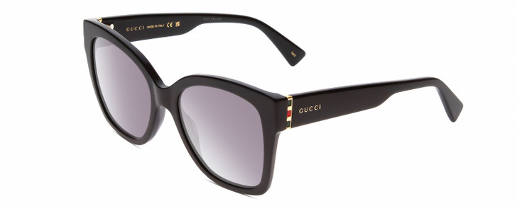 Profile View of Gucci GG0459S Women's Cateye Designer Sunglasses Gloss Black/Gray Gradient  54mm