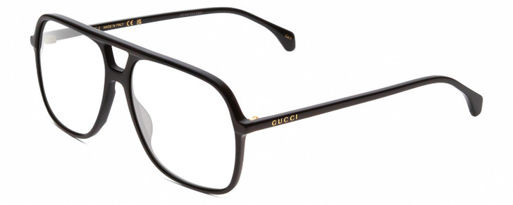 Profile View of Gucci GG0545S Designer Reading Eye Glasses in Gloss Black Mens Aviator Full Rim Acetate 58 mm