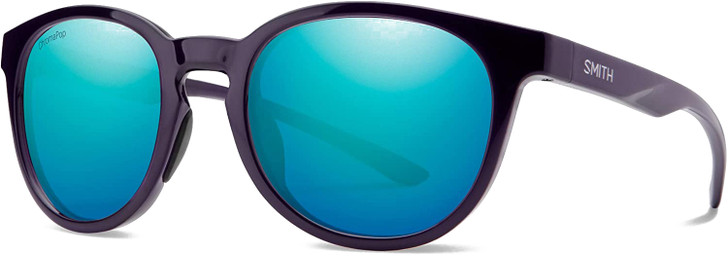 Profile View of Smith Eastbank Sunglasses Crystal Midnight Purple/CP Opal Blue Green Mirror 52mm
