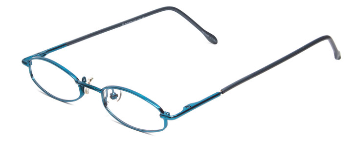 Profile View of Flex Plus Collection KIDS 102 Designer Single Vision Prescription Rx Eyeglasses in Electric Satin Blue Unisex Oval Full Rim Metal 46 mm