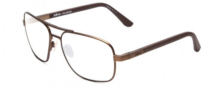 Profile View of REVO Freeman Designer Progressive Lens Prescription Rx Eyeglasses in Brown Unisex Aviator Full Rim Metal 58 mm