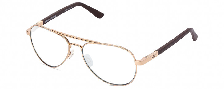 Profile View of REVO Raconteur Designer Reading Eye Glasses in Gold Unisex Aviator Full Rim Metal 58 mm