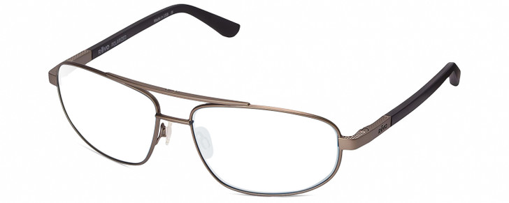 Profile View of REVO Nash Designer Single Vision Prescription Rx Eyeglasses in Gunmetal Silver Unisex Oval Full Rim Metal 61 mm