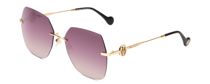 Profile View of MASERATI MS51104 Unisex Oversized Sunglasses in Gold Black & Violet Purple 58 mm
