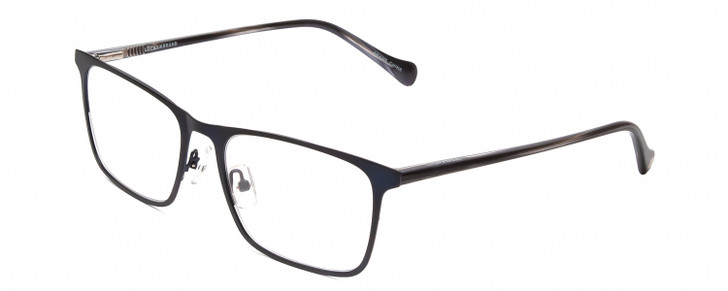 Profile View of Lucky Brand D308 Designer Bi-Focal Prescription Rx Eyeglasses in Navy Blue Grey Marble Horn Unisex Square Full Rim Metal 54 mm