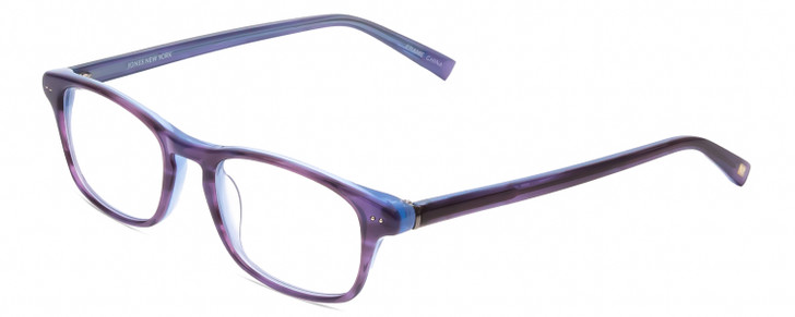 Profile View of Jones New York J222 KIDS Designer Reading Eye Glasses with Custom Cut Powered Lenses in Purple Crystal Marble Tortoise Ladies Oval Full Rim Acetate 46 mm