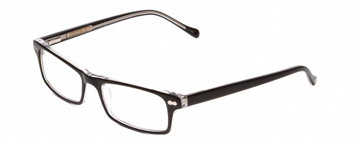 Profile View of Lucky Brand Jacob KIDS Unisex Rectangle Reading Glasses Black Layer Crystal 47mm