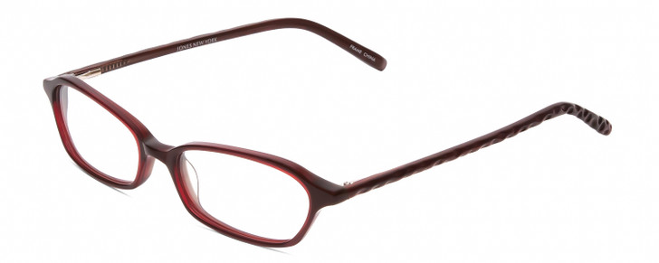 Profile View of Jones New York J220 Women's Cateye Designer Reading Glasses in Burgundy Red 49mm