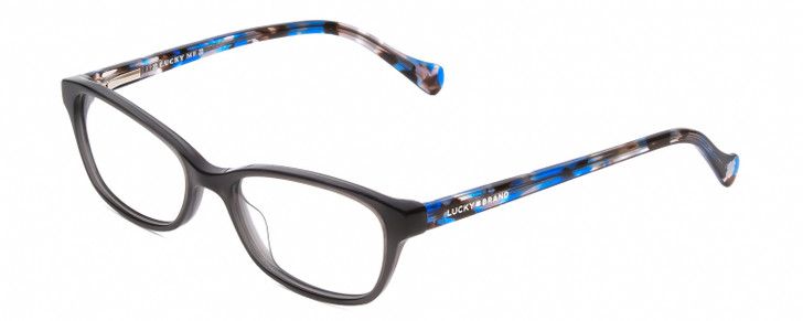 Profile View of Lucky Brand D706 Unisex Reading Glasses Grey & Blue Crystal Marble Tortoise 49mm