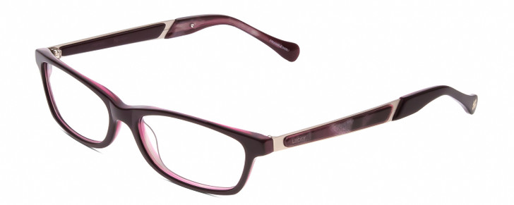 Profile View of Lucky Brand High Noon Womens Cateye Reading Glasses in Purple Layer Crystal 53mm