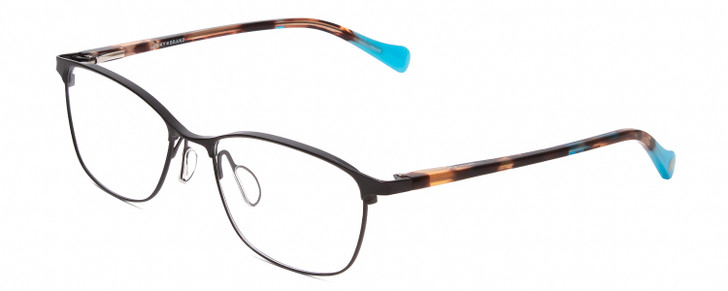 Profile View of Lucky Brand D509 Unisex Oval Designer Reading Glasses Black & Tortoise Tips 54mm