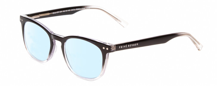 Profile View of Prive Revaux Show Off Single Designer Blue Light Blocking Eyeglasses in Black Ombre Clear Crystal Ladies Round Full Rim Acetate 48 mm