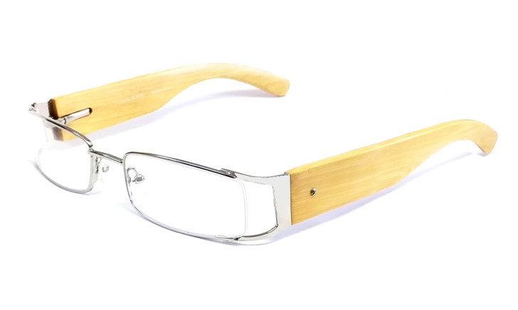 Calabria Designer Eyeglasses Bamboo 65 Silver & Blonde :: Custom Left & Right Lens